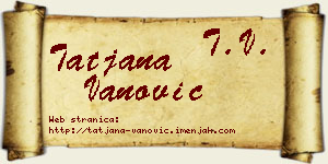 Tatjana Vanović vizit kartica